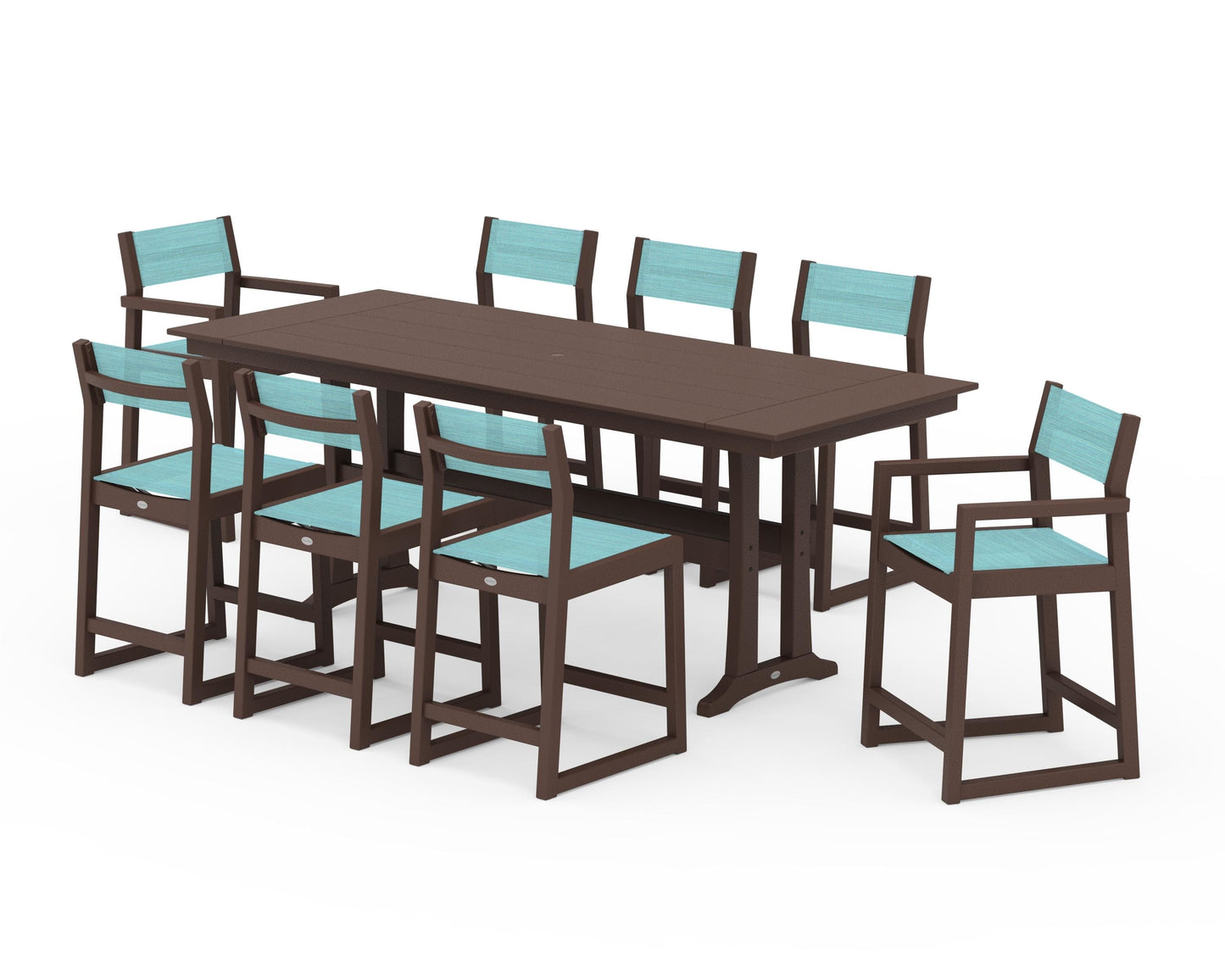 EDGE Sling 9-Piece Farmhouse Counter Set with Trestle Legs