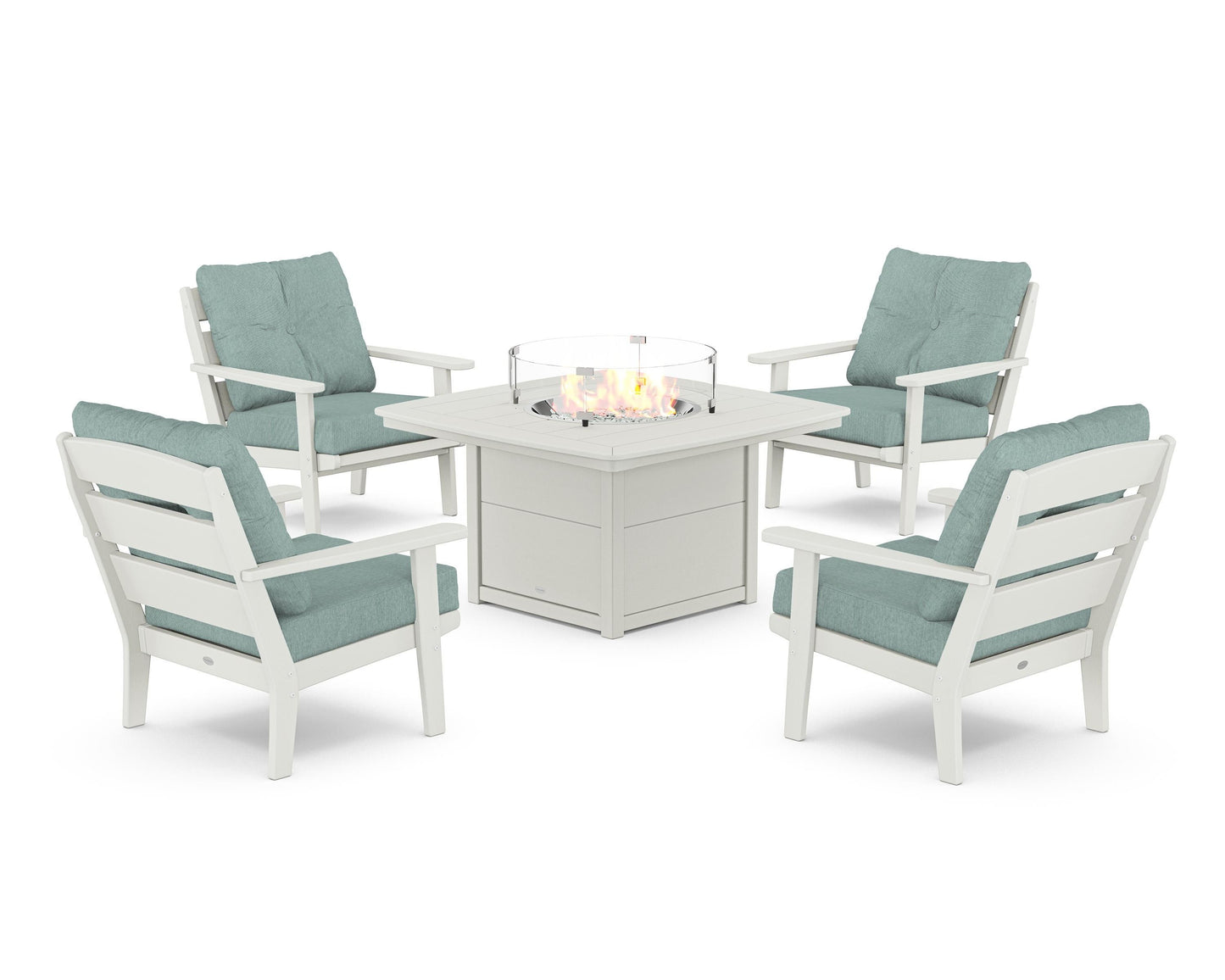 Lakeside 5-Piece Deep Seating Set with Nautical Fire Pit Table