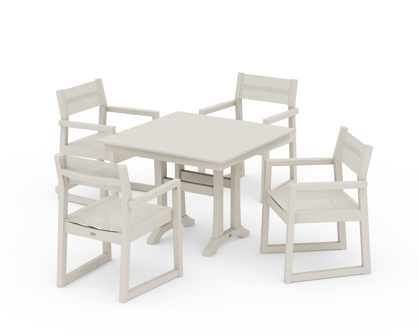 EDGE Sling 5-Piece Farmhouse Dining Set with Trestle Legs