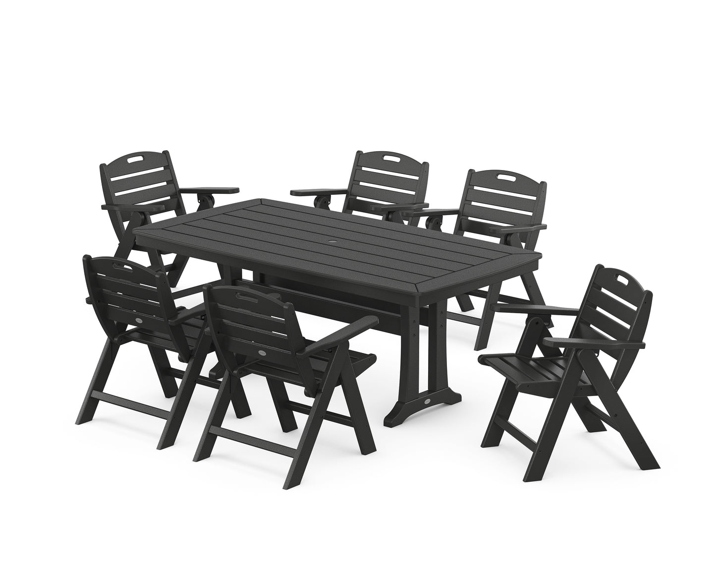 Nautical Lowback 7-Piece Dining Set with Trestle Legs