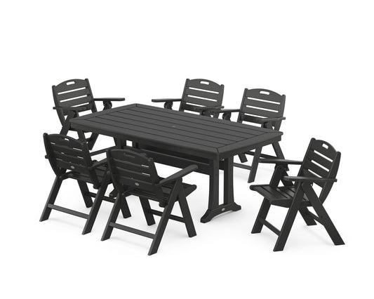Nautical Lowback 7-Piece Dining Set with Trestle Legs