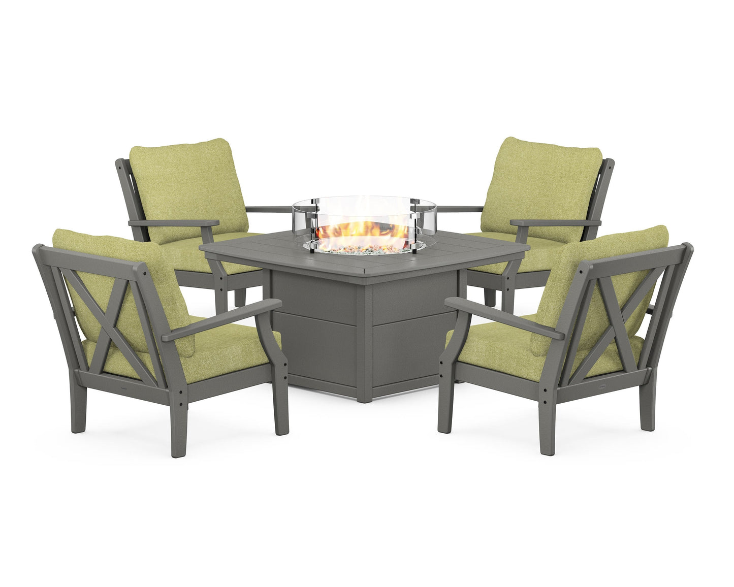 Braxton 5-Piece Deep Seating Conversation Set with Fire Pit Table