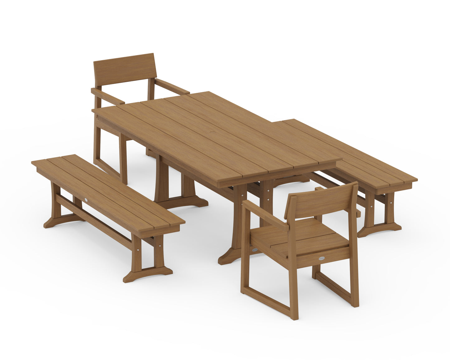 EDGE 5-Piece Farmhouse Dining Set With Trestle Legs