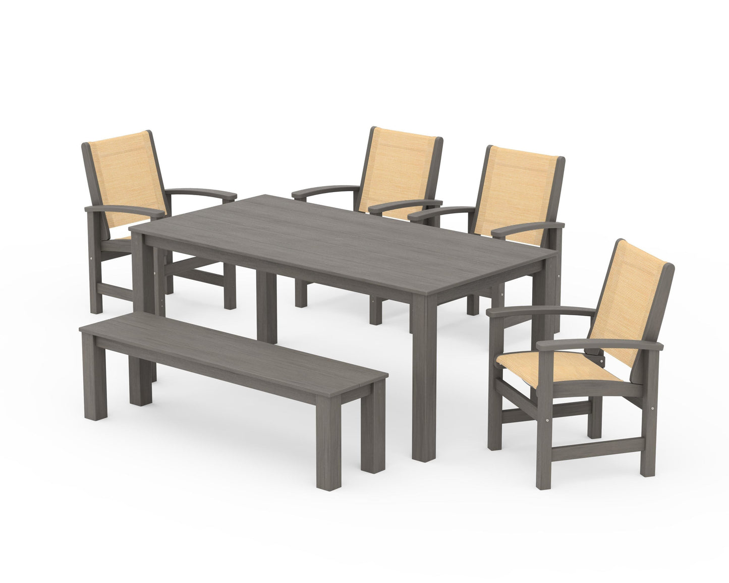 Coastal 6-Piece Parsons Dining Set with Bench