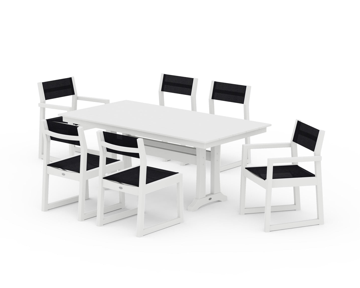 EDGE Sling 7-Piece Farmhouse Trestle Dining Set