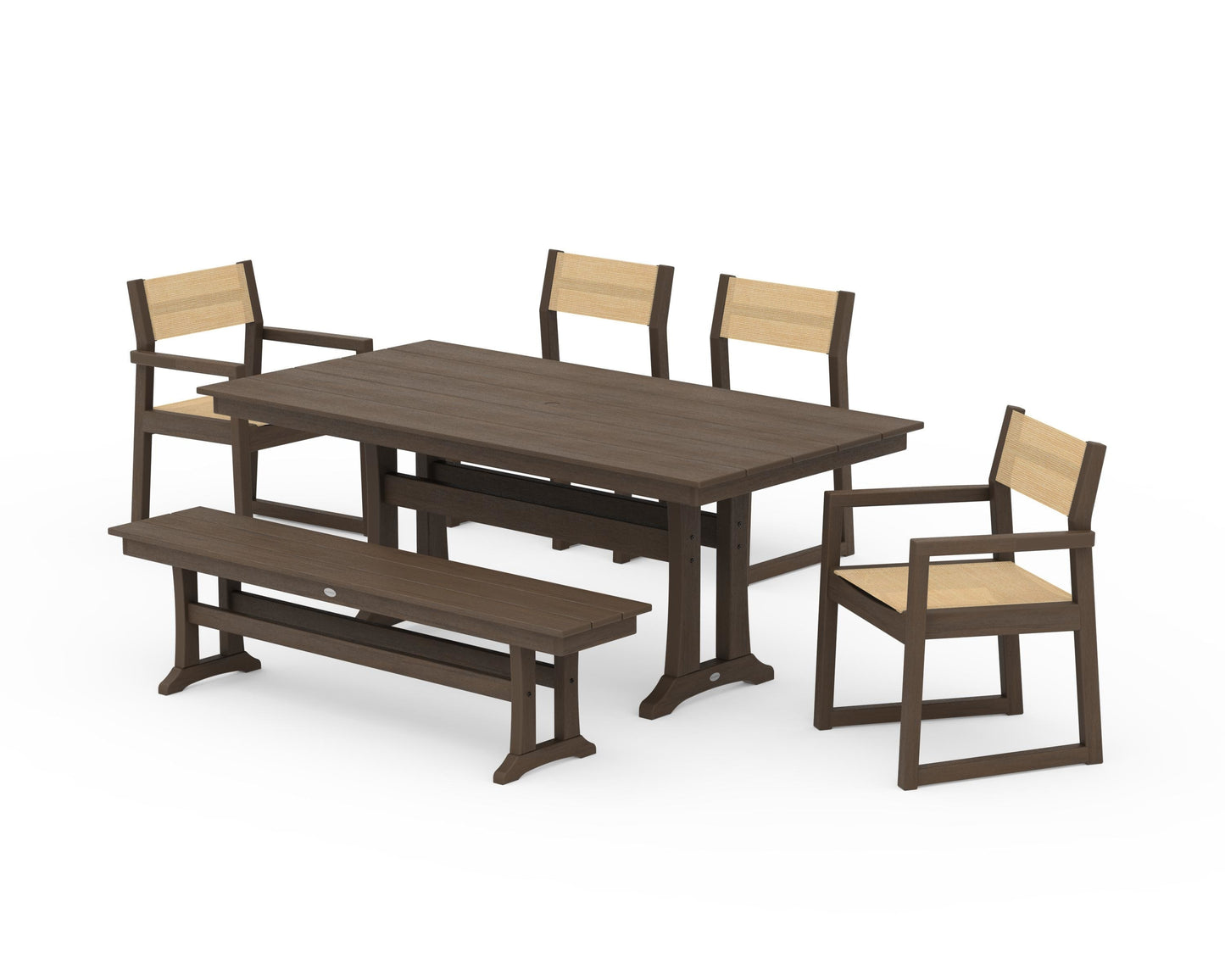 EDGE Sling 6-Piece Farmhouse Dining Set With Trestle Legs