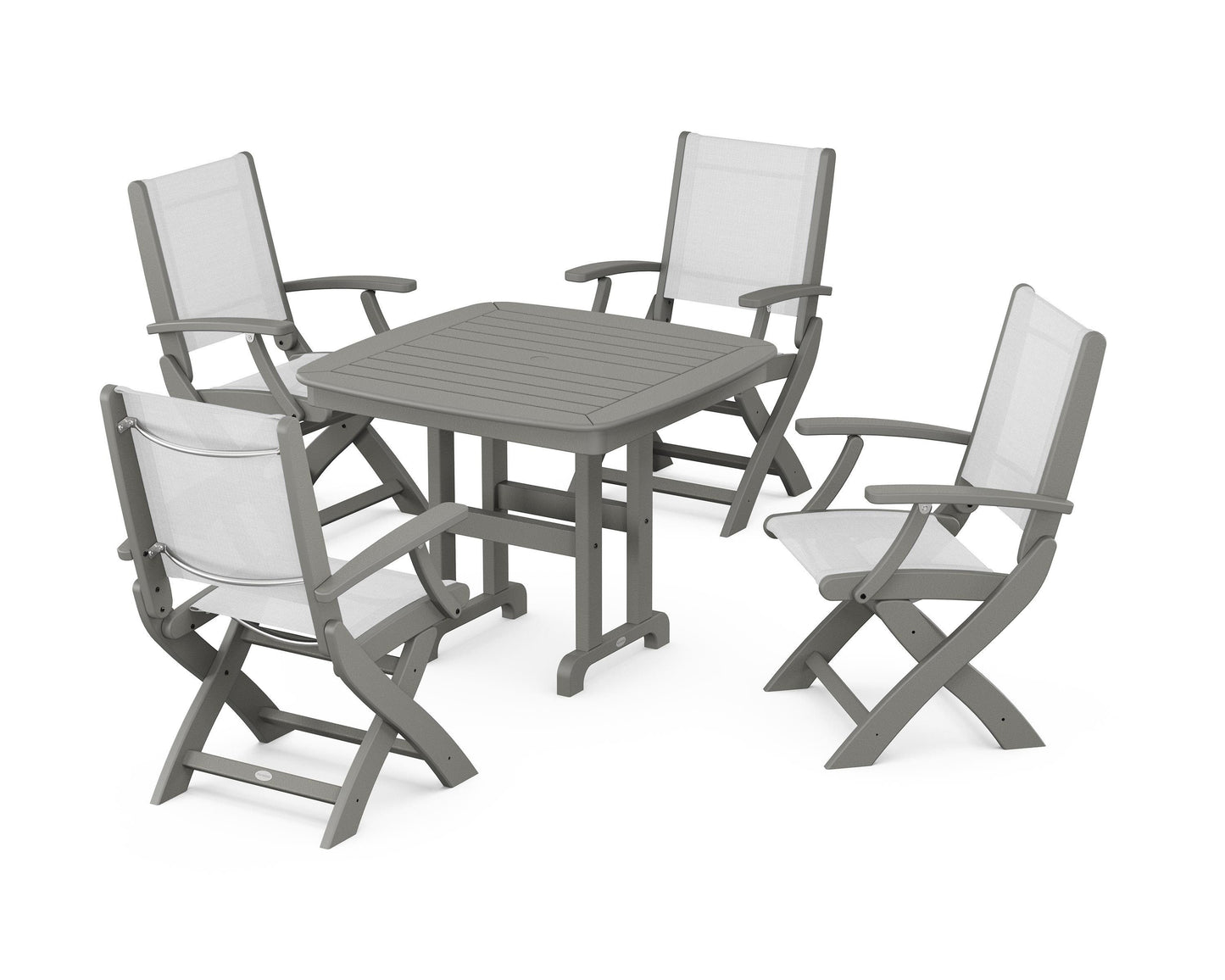 Coastal Folding Chair 5-Piece Dining Set