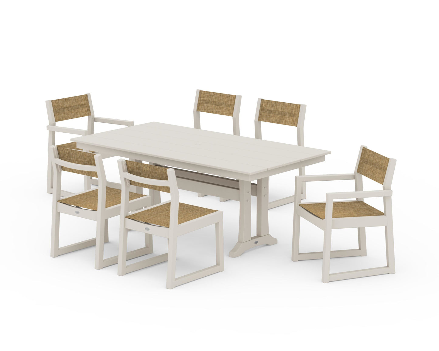 EDGE Sling 7-Piece Farmhouse Trestle Dining Set