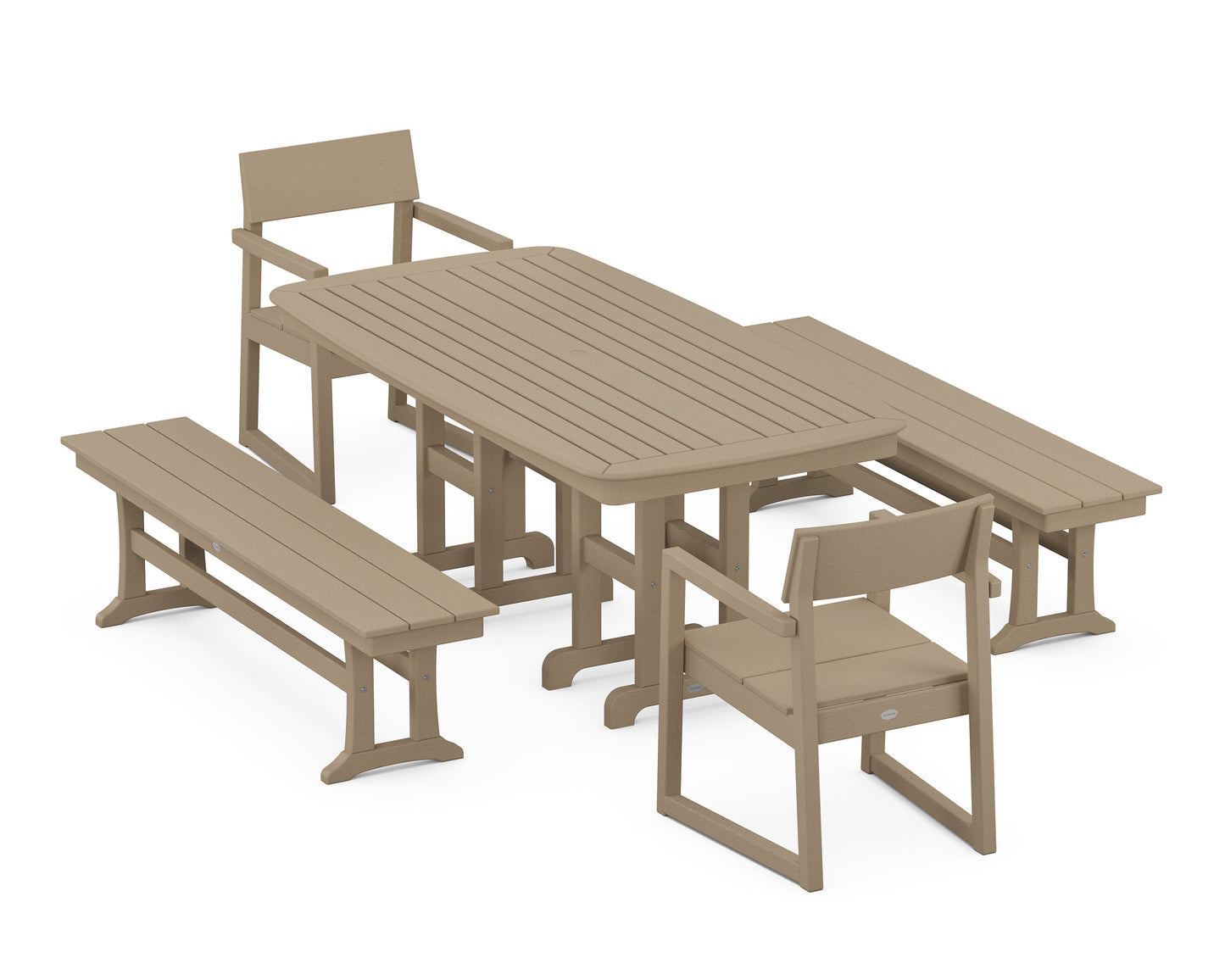 EDGE 5-Piece Dining Set with Benches