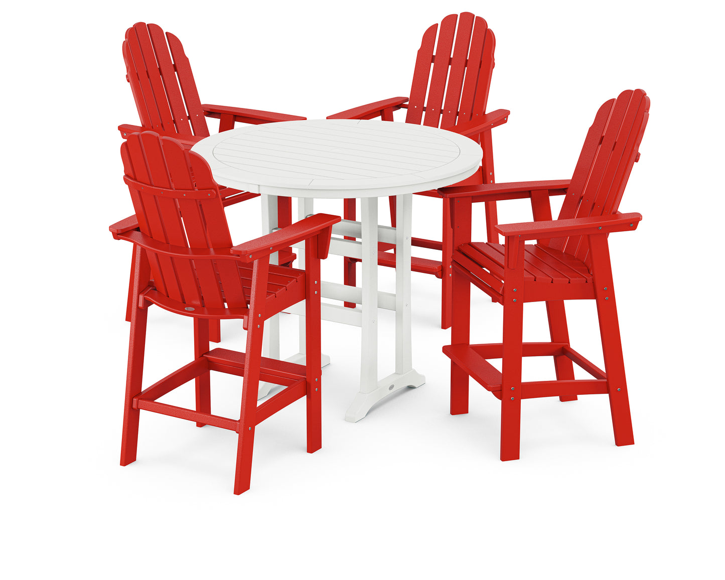 Vineyard Curveback Adirondack 5-Piece Nautical Trestle Bar Set