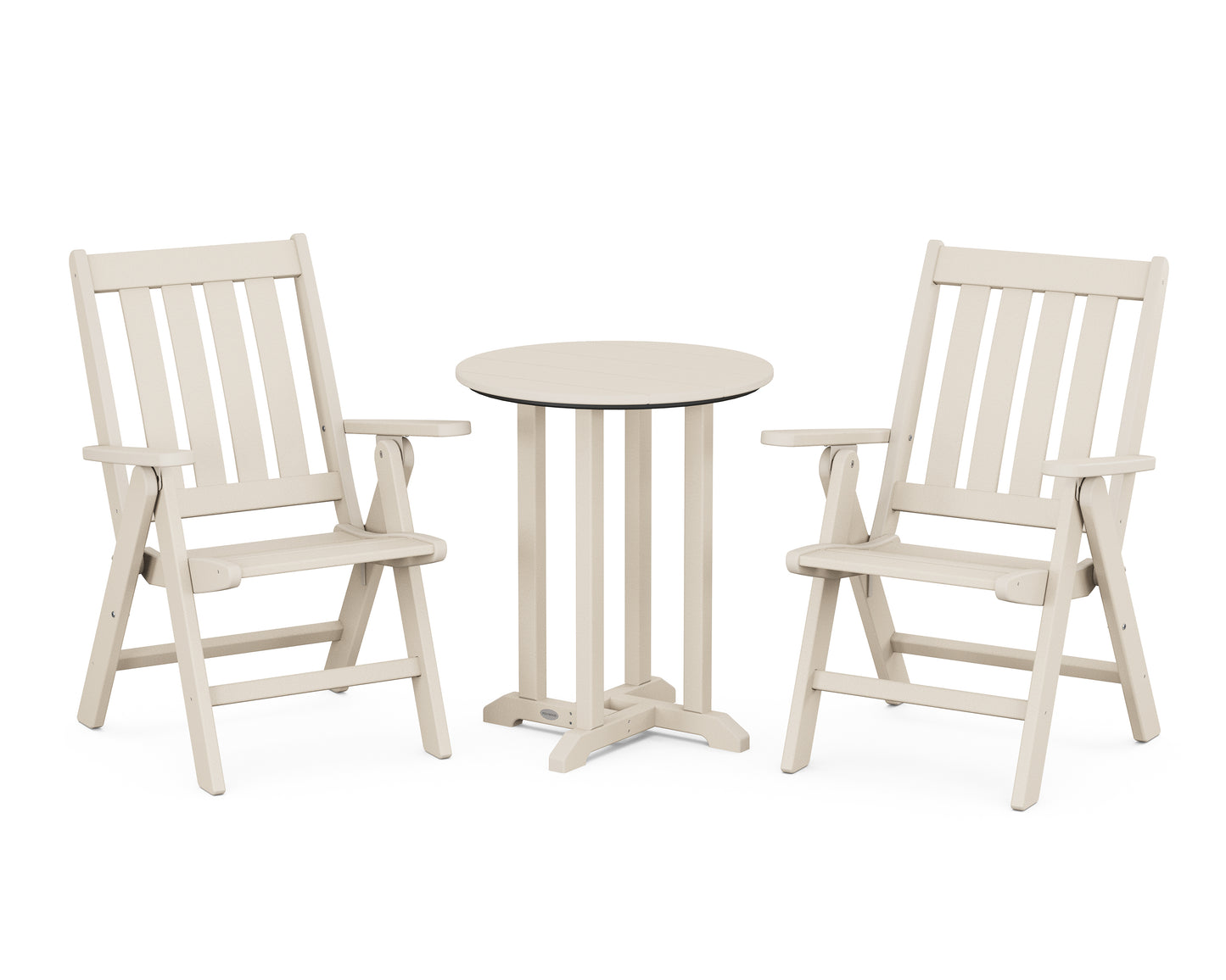 Vineyard Folding Chair 3-Piece Round Dining Set