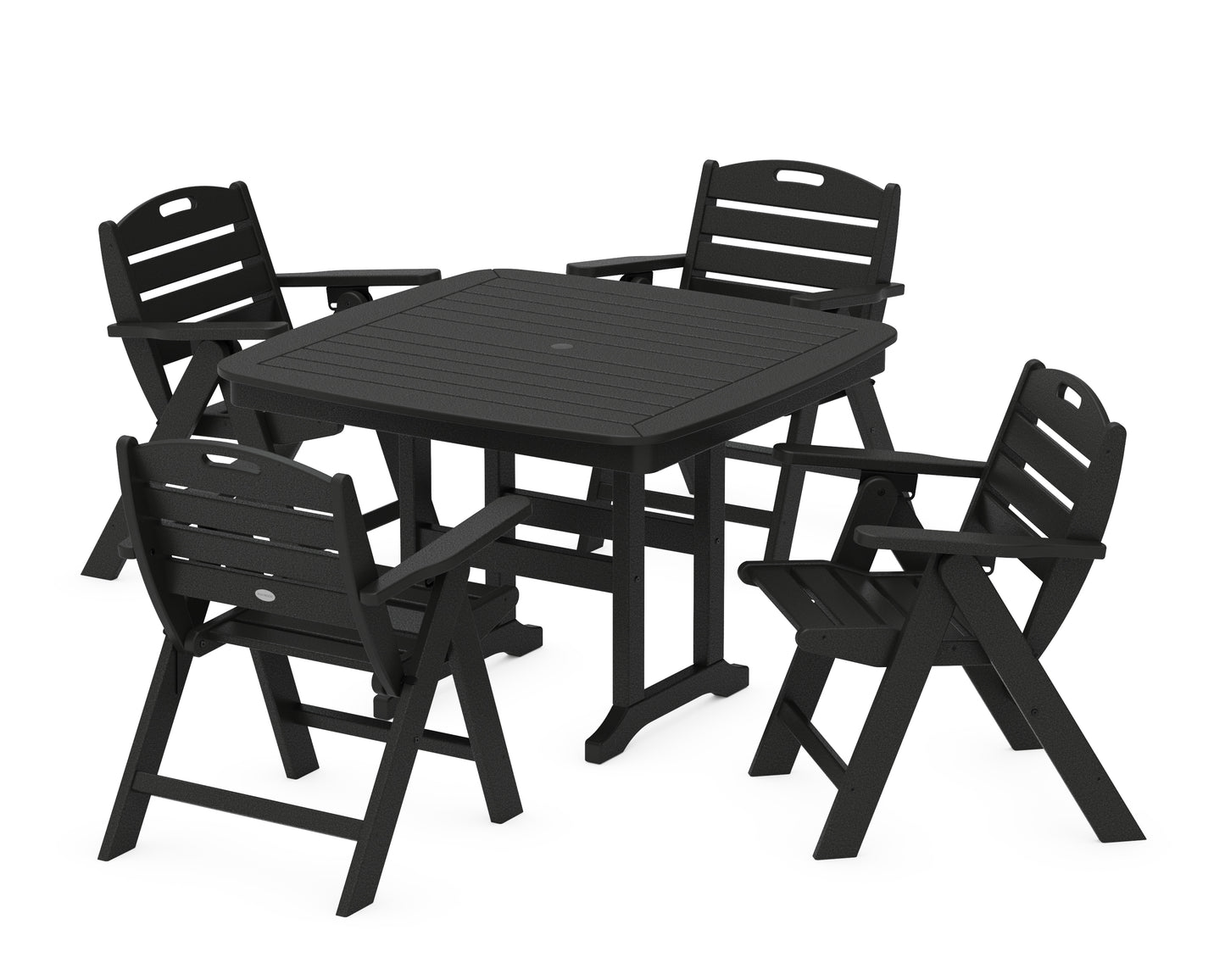 Nautical Folding Lowback Chair 5-Piece Dining Set with Trestle Legs
