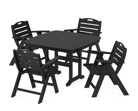 Nautical Folding Lowback Chair 5-Piece Dining Set with Trestle Legs