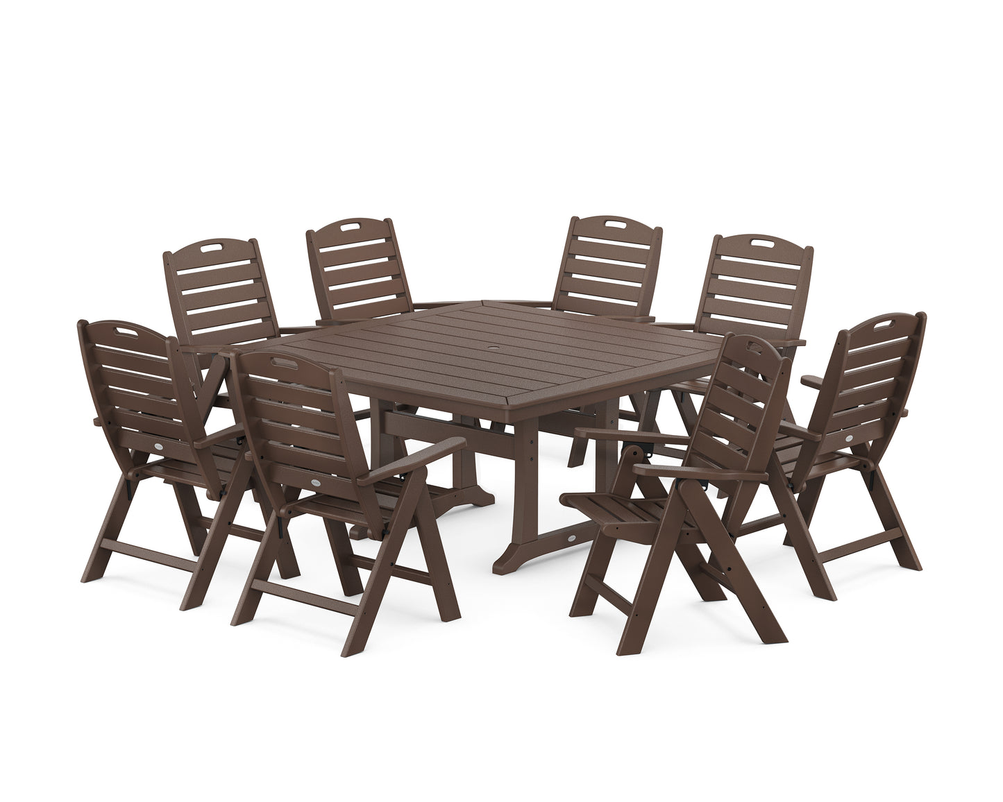 Nautical Highback 9-Piece Square Dining Set with Trestle Legs