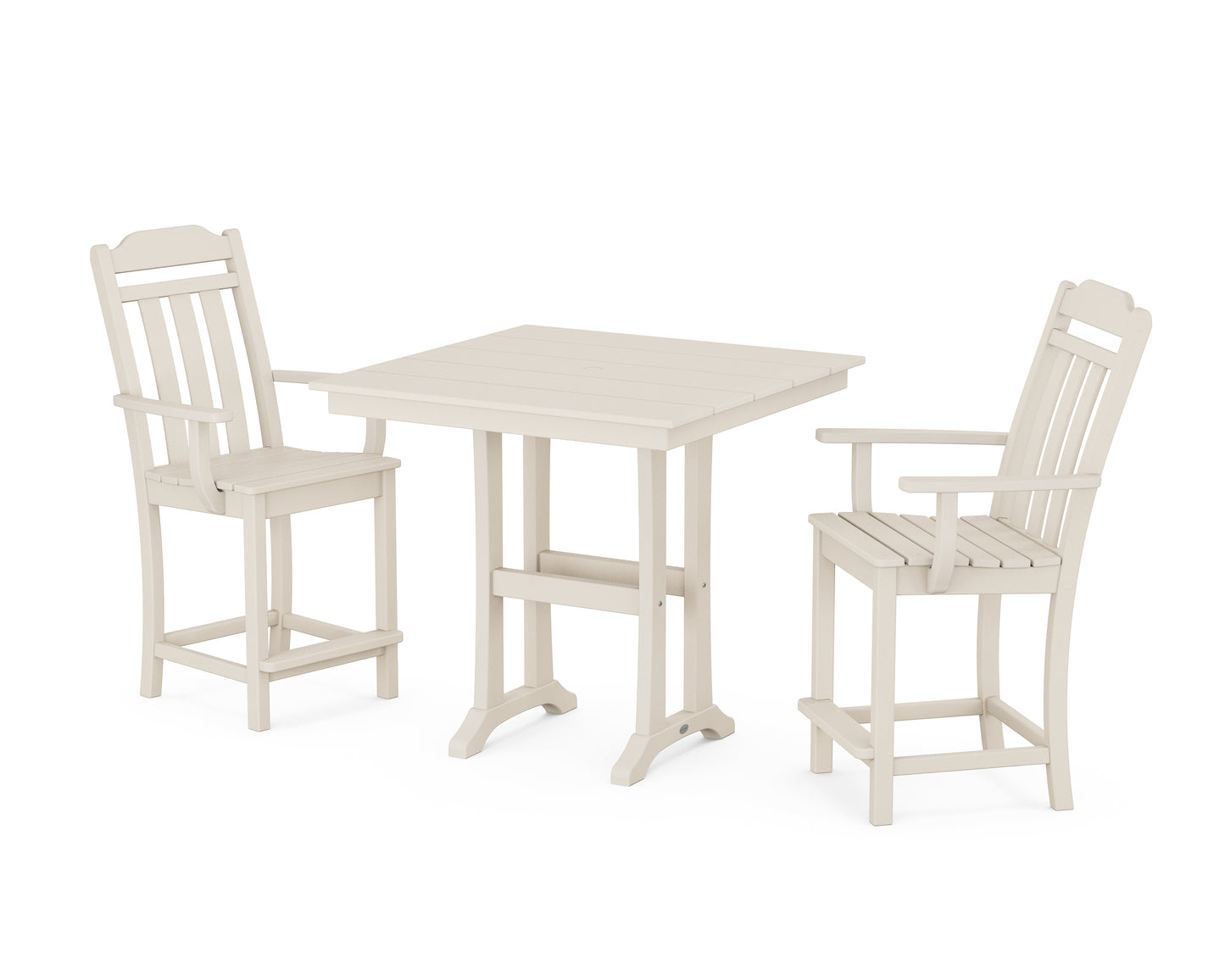 Cottage 3-Piece Farmhouse Counter Set with Trestle Legs