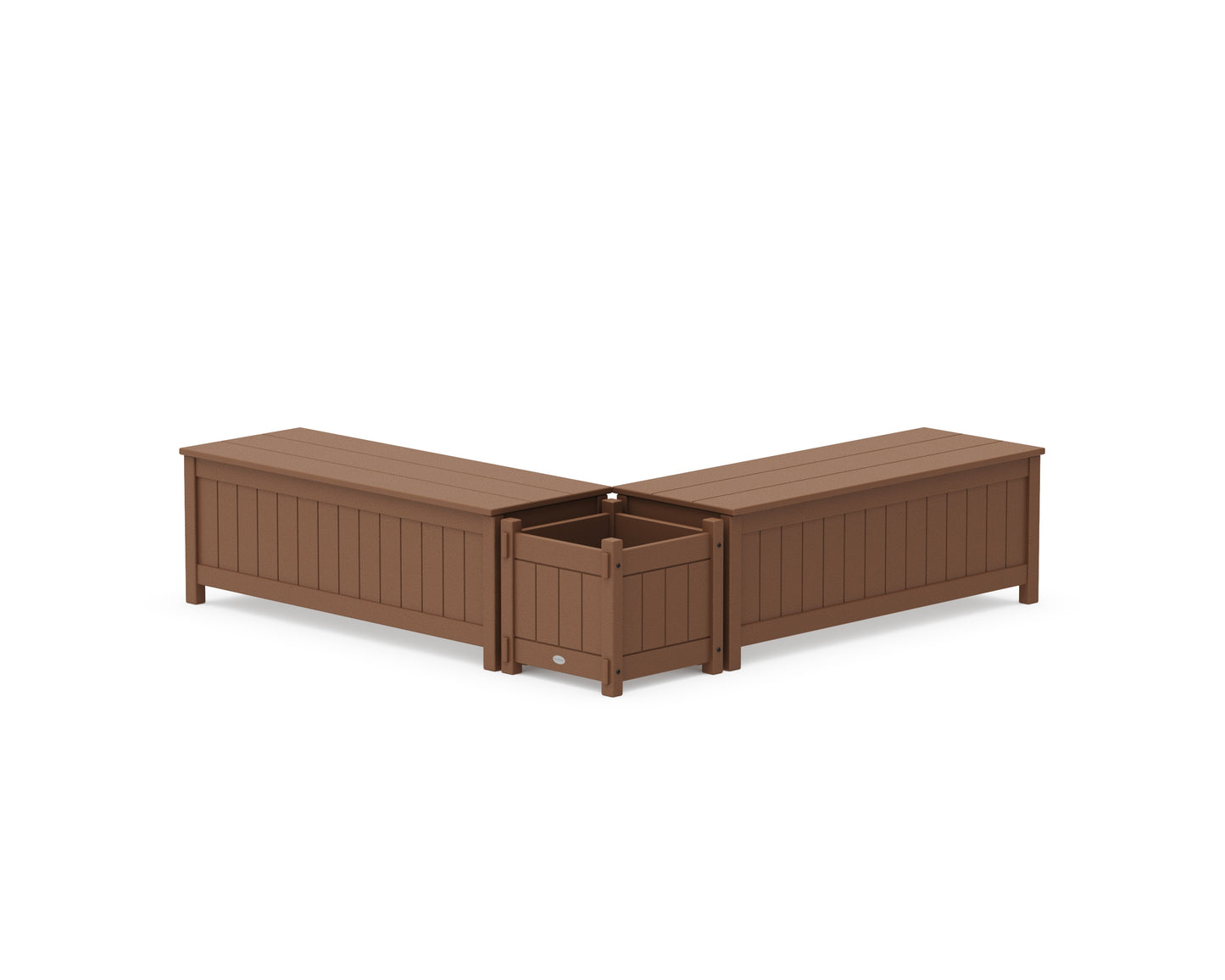 48" Vineyard L- Shaped Planter Storage Bench Set