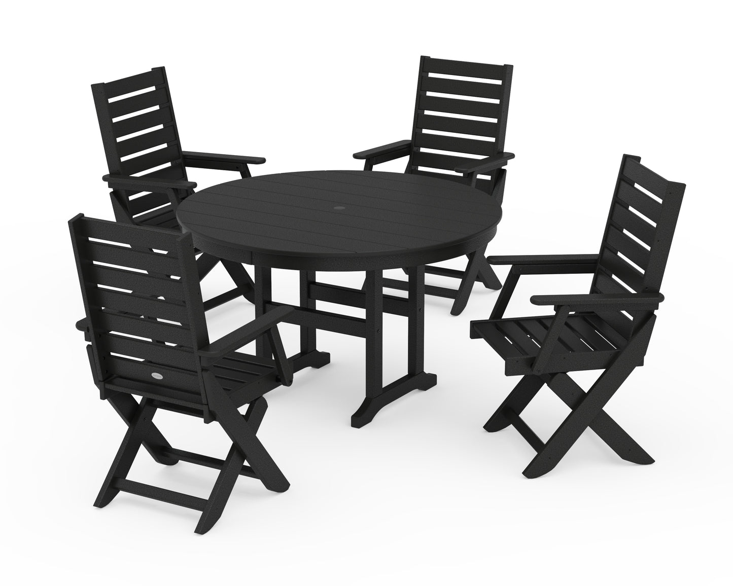 Captain Folding Chair 5-Piece Round Dining Set