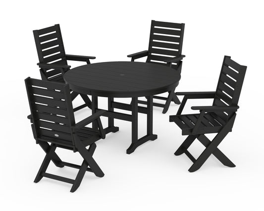 Captain Folding Chair 5-Piece Round Dining Set