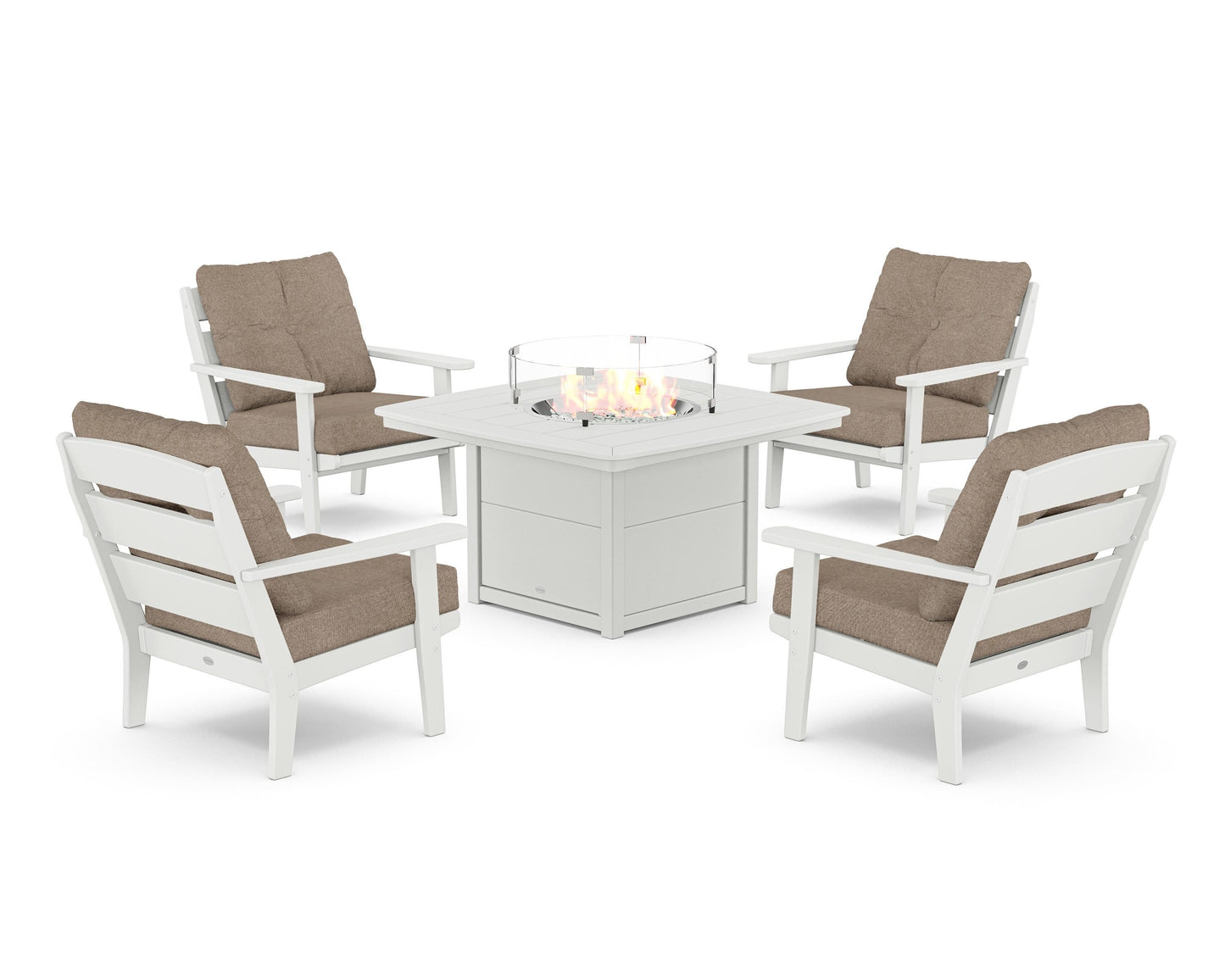 Lakeside 5-Piece Deep Seating Set with Nautical Fire Pit Table
