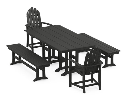 Classic Adirondack 5-Piece Farmhouse Dining Set with Benches