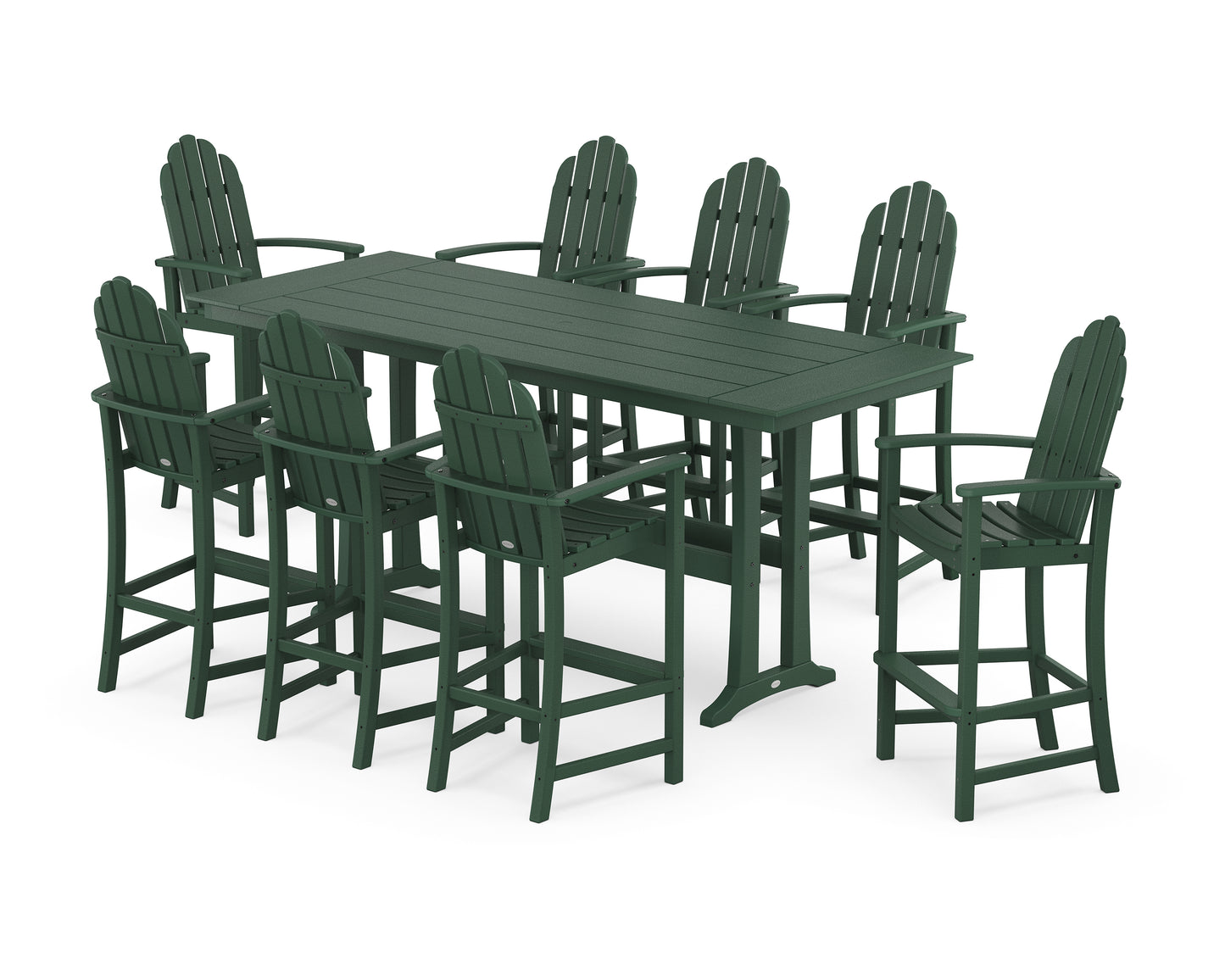 Classic Adirondack 9-Piece Farmhouse Bar Set with Trestle Legs