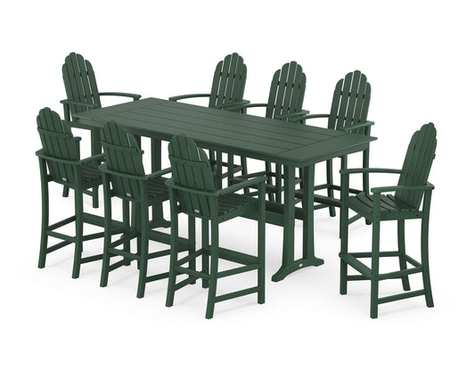 Classic Adirondack 9-Piece Farmhouse Bar Set with Trestle Legs