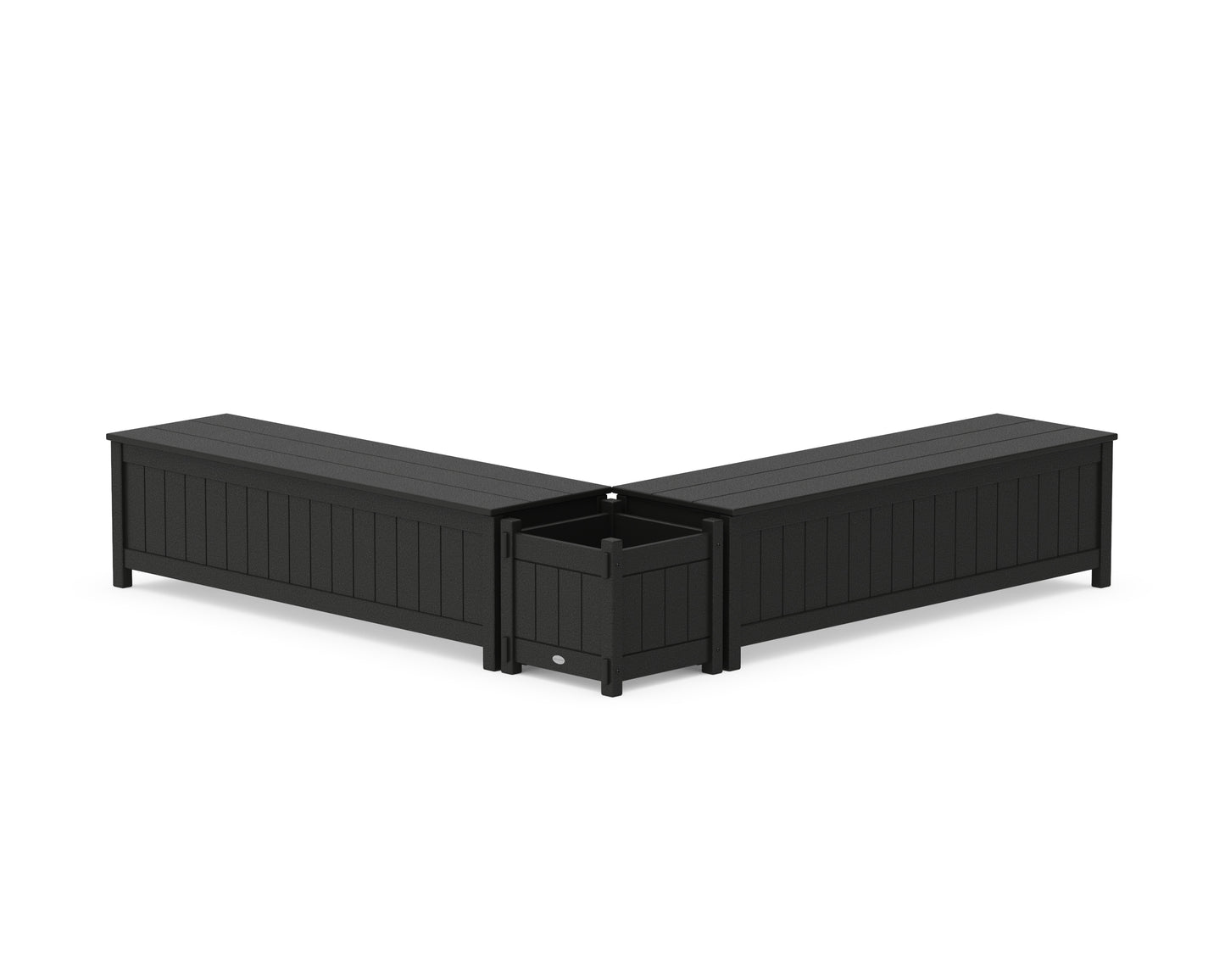 60" Vineyard L- Shaped Planter Storage Bench Set