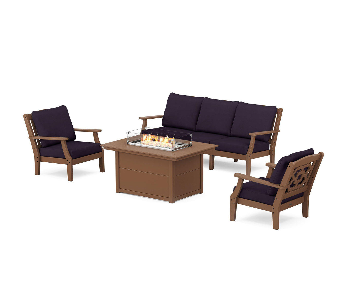 Chinoiserie Deep Seating Fire Pit Table Set