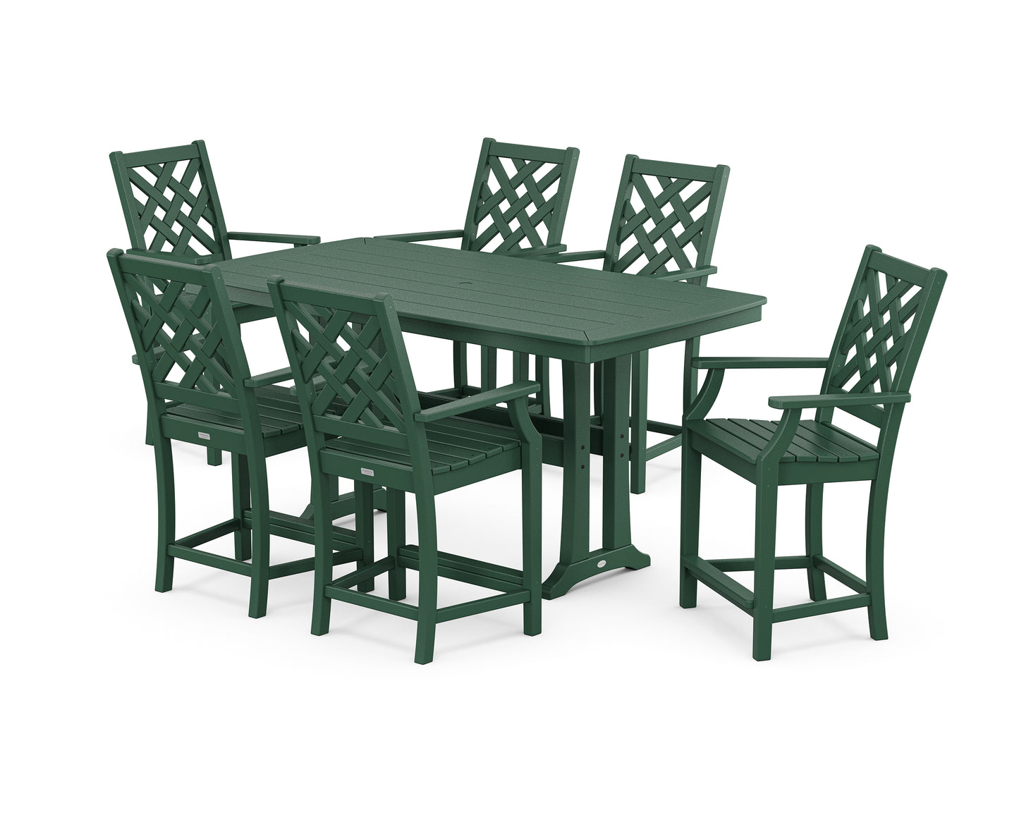 Wovendale Arm Chair 7-Piece Counter Set with Trestle Legs