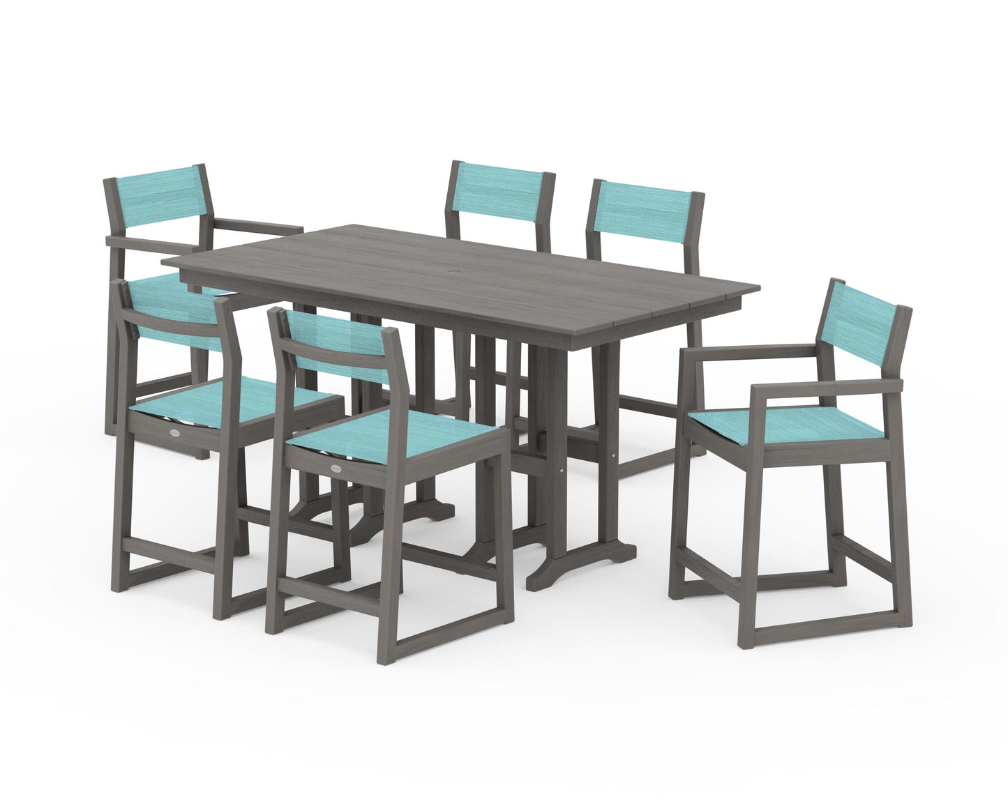 EDGE Sling 7-Piece Farmhouse Counter Set with Trestle Legs