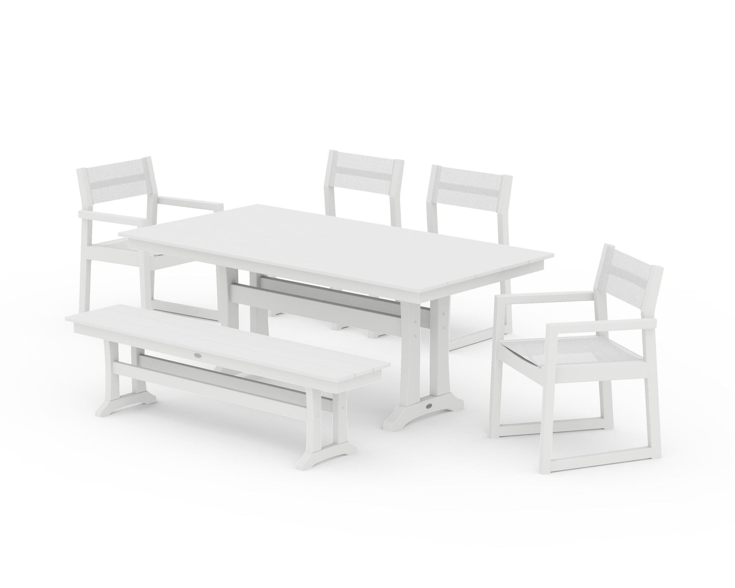 EDGE Sling 6-Piece Farmhouse Dining Set With Trestle Legs