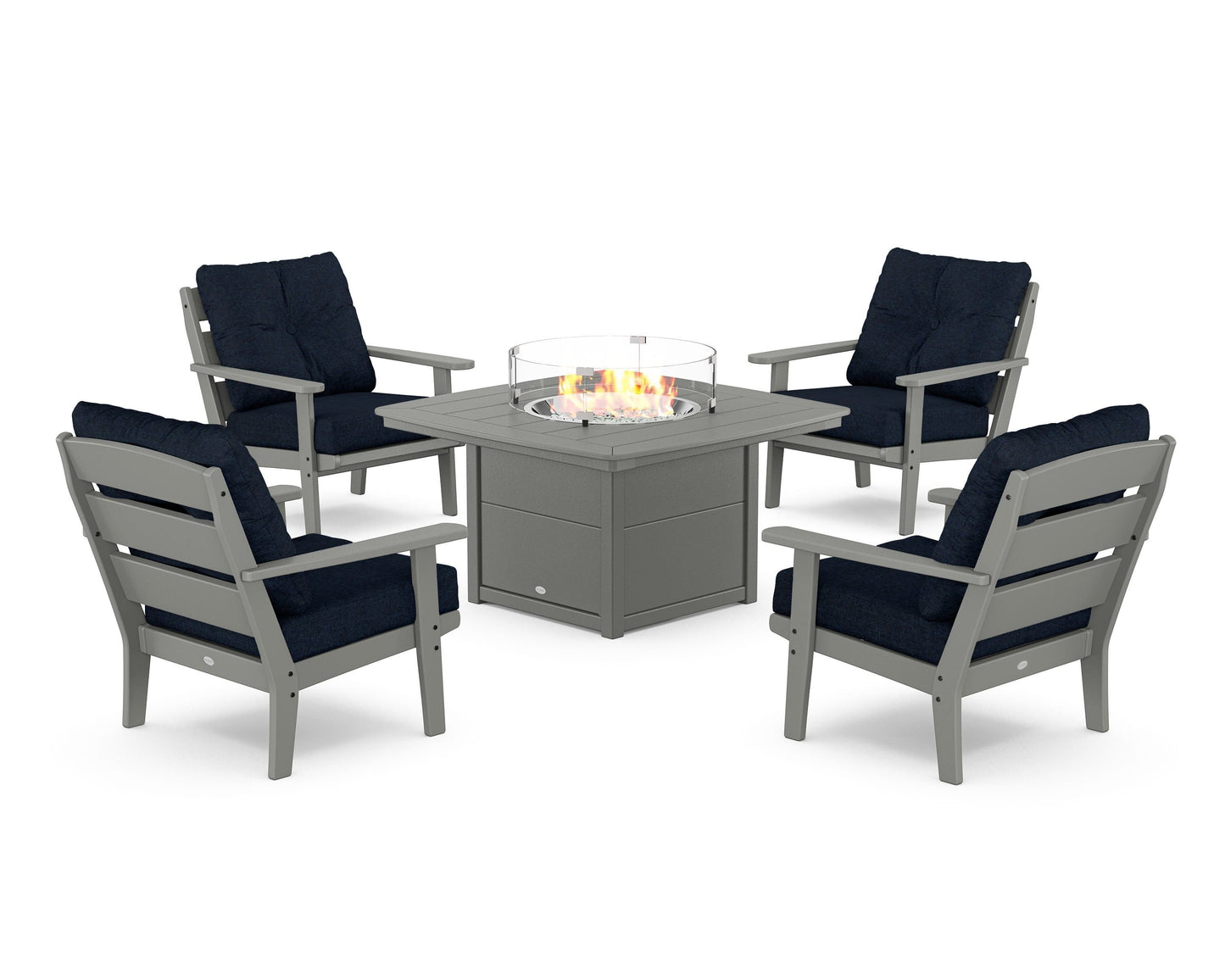 Lakeside 5-Piece Deep Seating Set with Nautical Fire Pit Table
