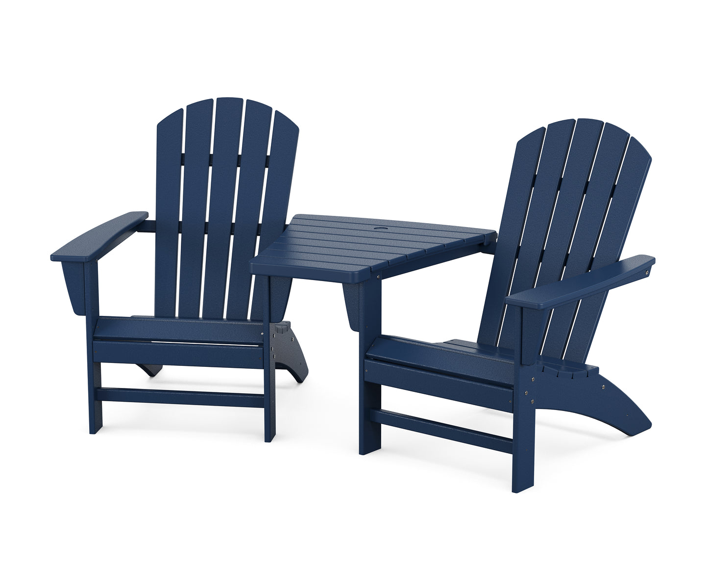 Nautical 3-Piece Adirondack Set with Angled Connecting Table