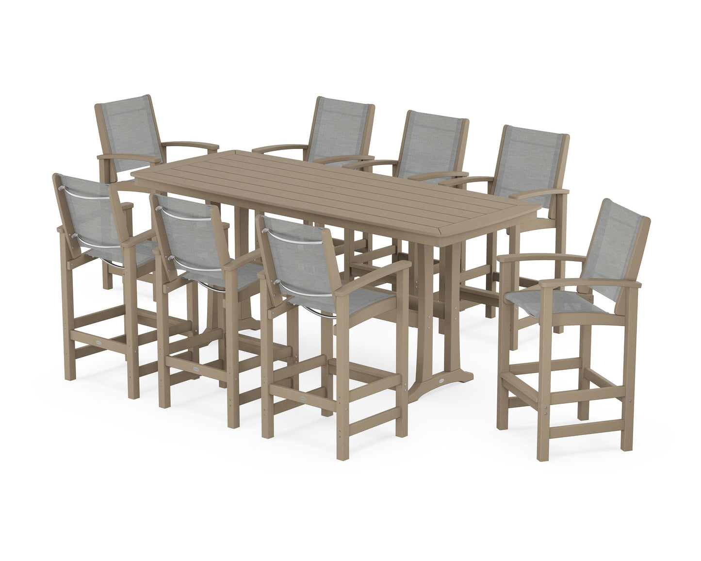 Coastal 9-Piece Bar Set with Trestle Legs