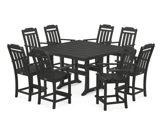 Cottage 9-Piece Square Farmhouse Counter Set with Trestle Legs