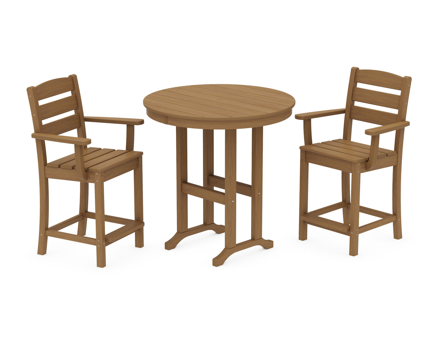 Lakeside 3-Piece Round Farmhouse Arm Chair Counter  Set