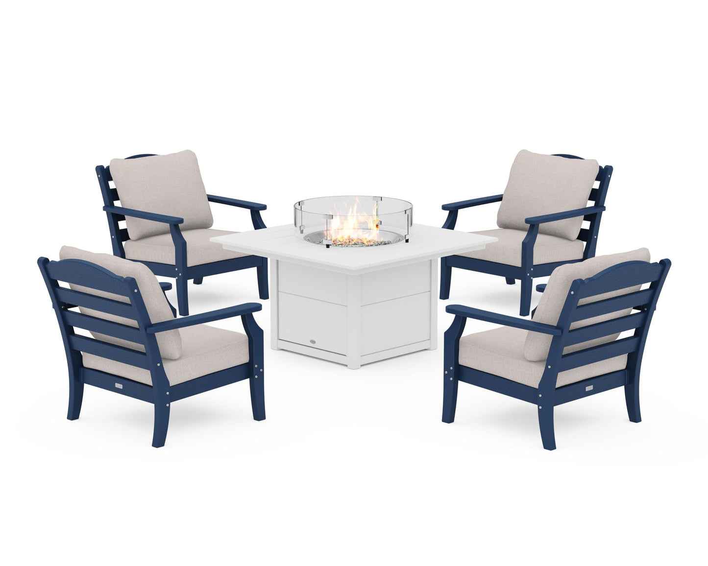 Savannah 5-Piece Deep Seating Set with Fire Pit Table