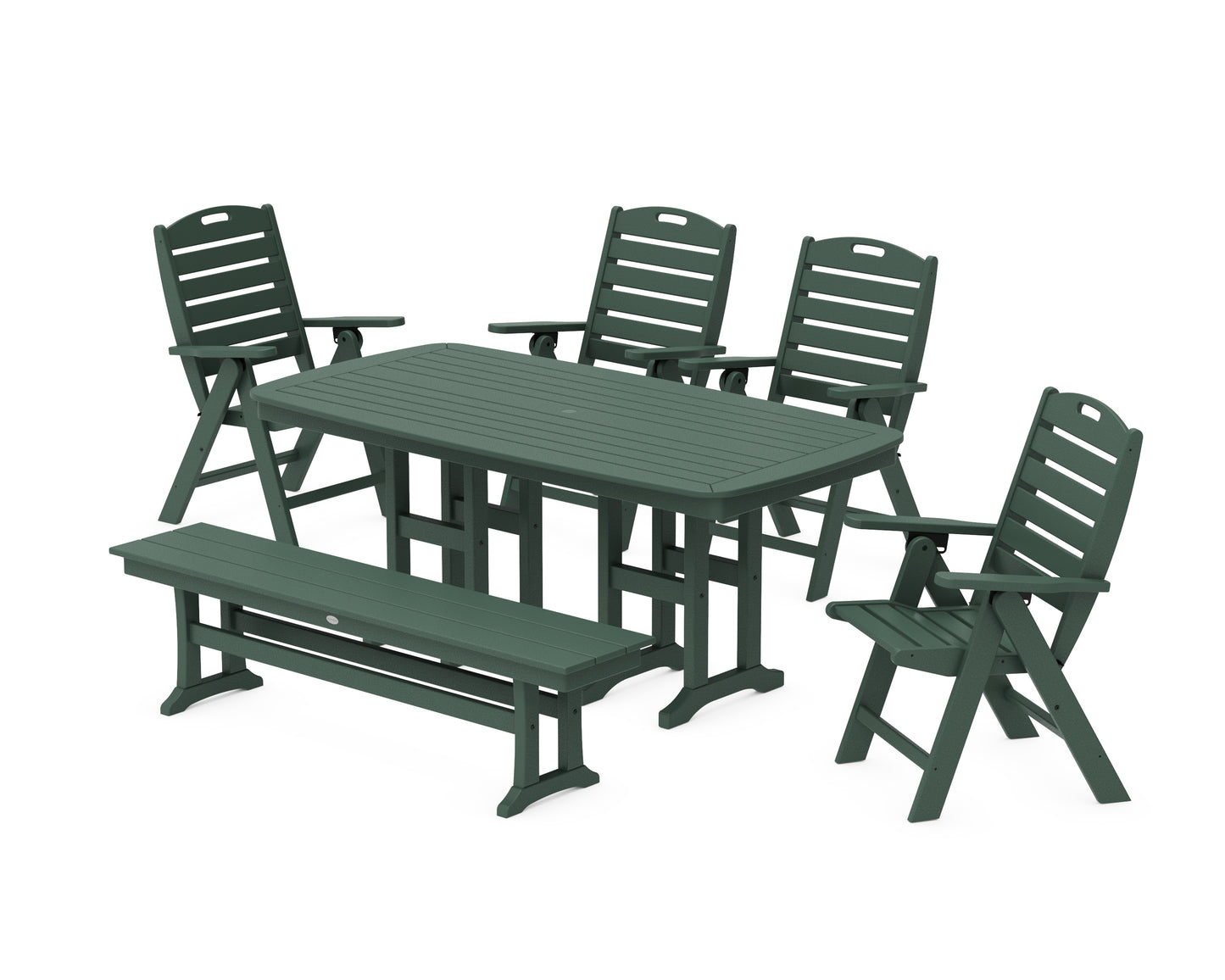 Nautical Highback 6-Piece Dining Set with Bench
