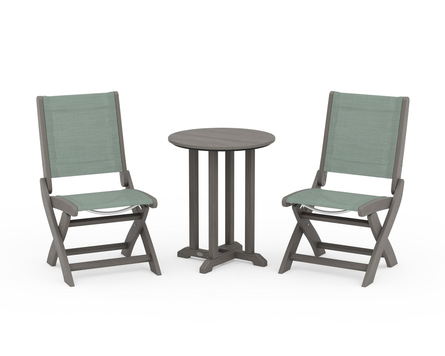 Coastal Folding Side Chair 3-Piece Round Bistro Dining Set
