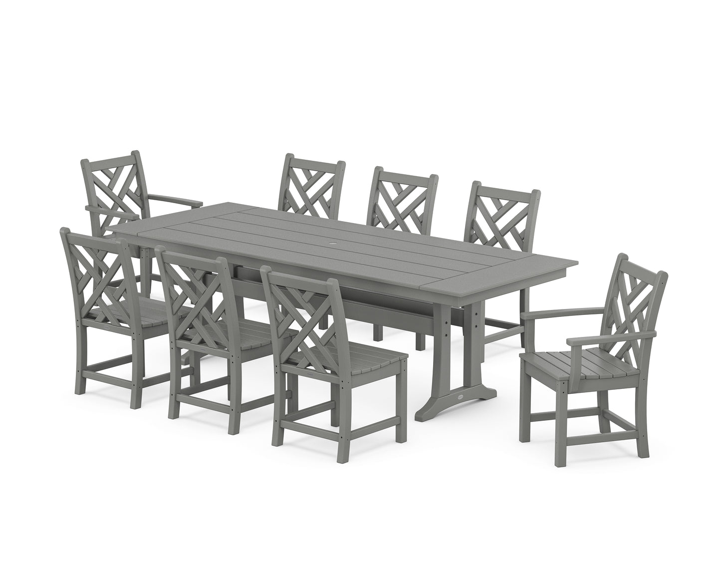 Chippendale 9-Piece Farmhouse Dining Set with Trestle Legs