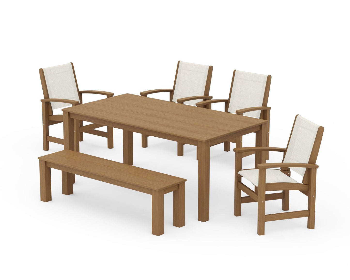 Coastal 6-Piece Parsons Dining Set with Bench