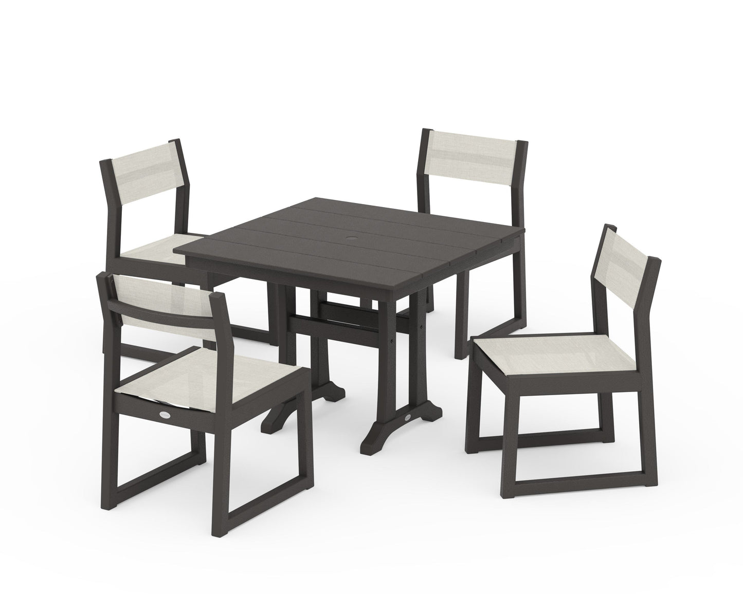 EDGE Sling 5-Piece Farmhouse Trestle Side Chair Dining Set