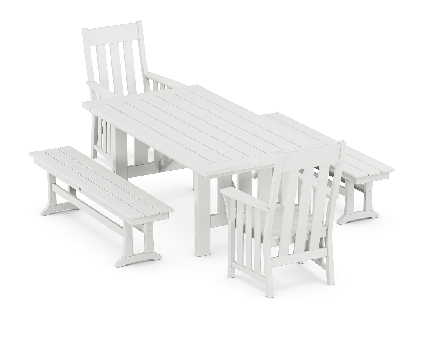 Acadia 5-Piece Dining Set with Benches