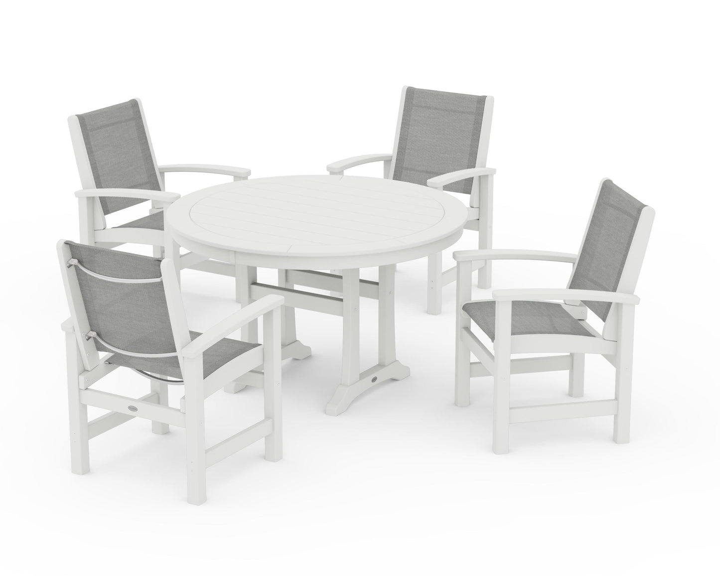 Coastal 5-Piece Round Dining Set with Trestle Legs