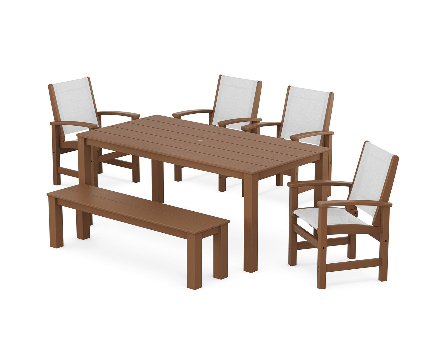 Coastal 6-Piece Parsons Dining Set with Bench