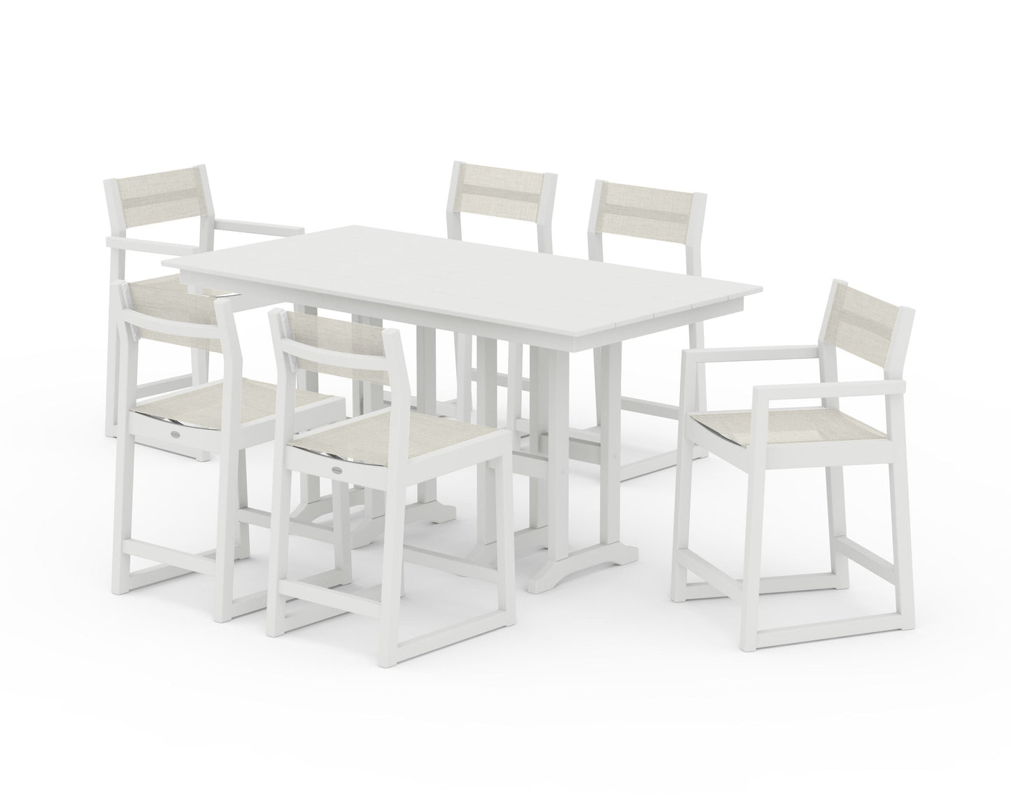 EDGE Sling 7-Piece Farmhouse Counter Set with Trestle Legs