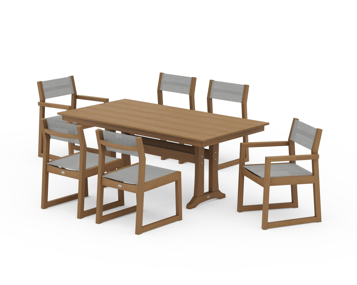 EDGE Sling 7-Piece Farmhouse Trestle Dining Set