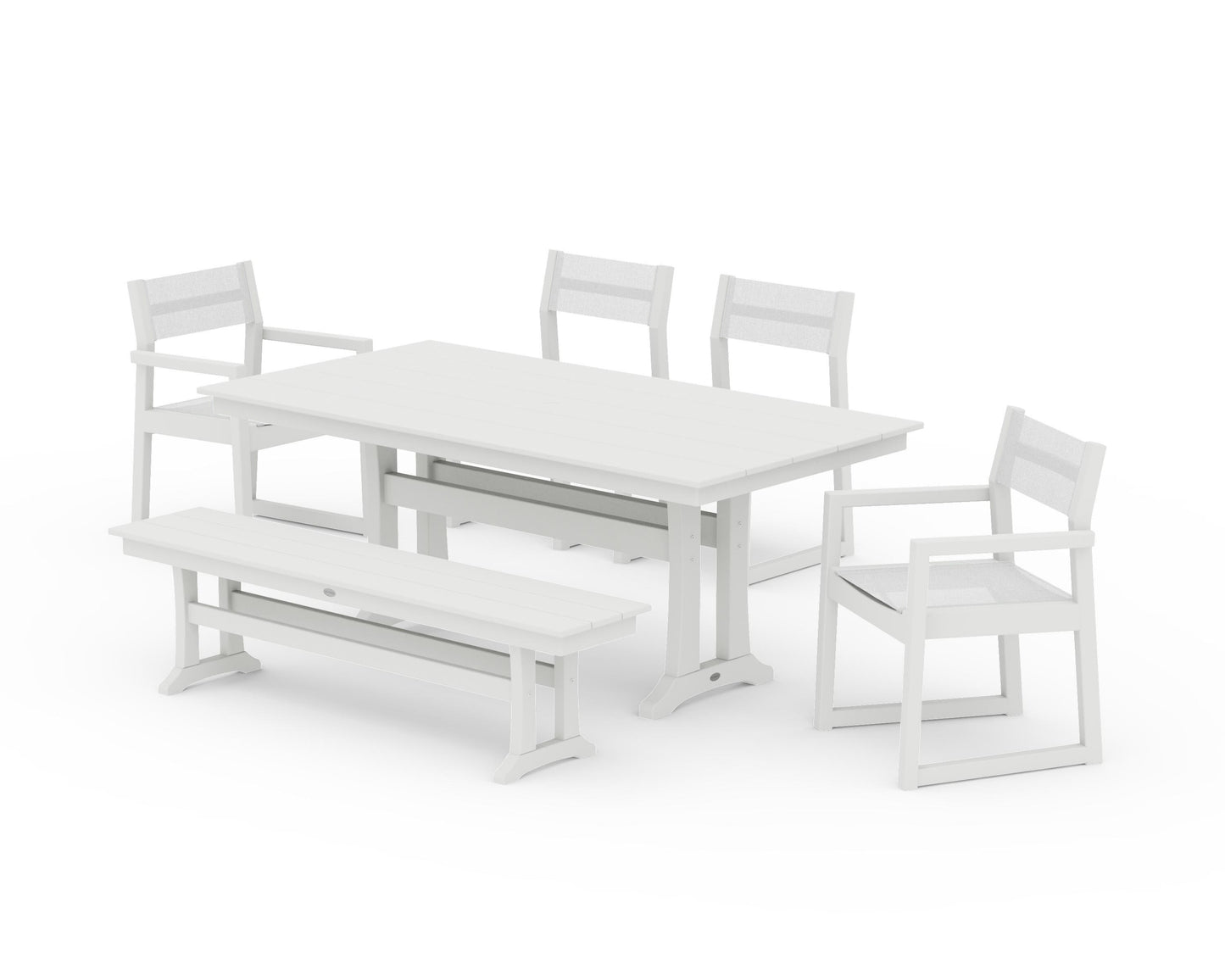 EDGE Sling 6-Piece Farmhouse Dining Set With Trestle Legs