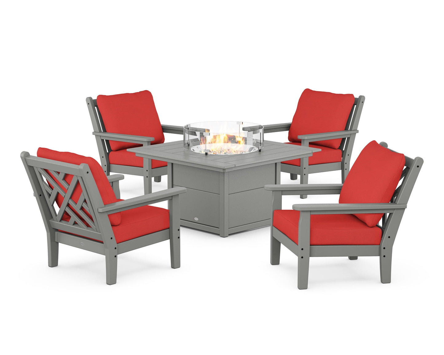 Chippendale 5-Piece Deep Seating Set with Fire Pit Table