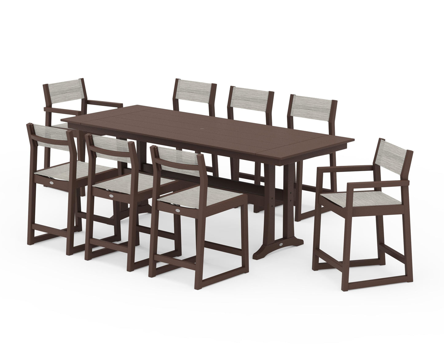 EDGE Sling 9-Piece Farmhouse Counter Set with Trestle Legs